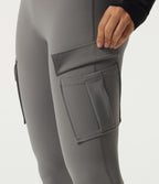High Waisted Bootcut Stacked Yoga Leggings with Pockets — Steel Gray — view 4