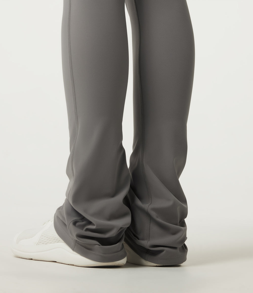High Waisted Bootcut Stacked Yoga Leggings with Pockets — Steel Gray — view 6