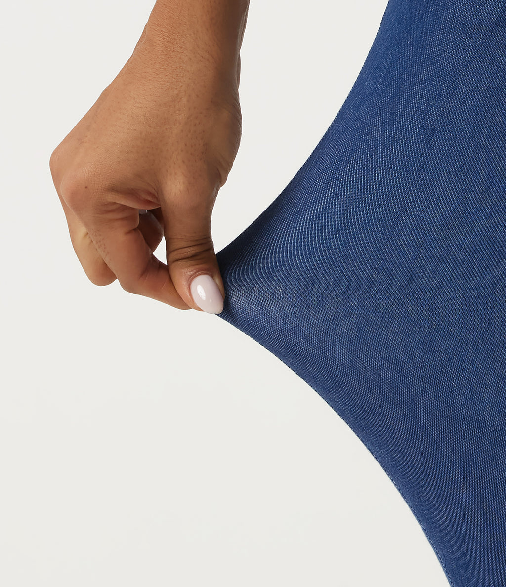 High Waisted Skinny Casual Jeans with Pockets — Gulf Stream Blue Denim — view 6