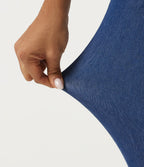 High Waisted Skinny Casual Jeans with Pockets — Gulf Stream Blue Denim — view 6