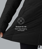 PuffFlex Hooded Longline Stretchy Casual Padded Jacket with Pockets — Black — view 3