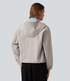 Hooded Long Sleeve Casual Jacket with Pockets — Rainy Day — view 2