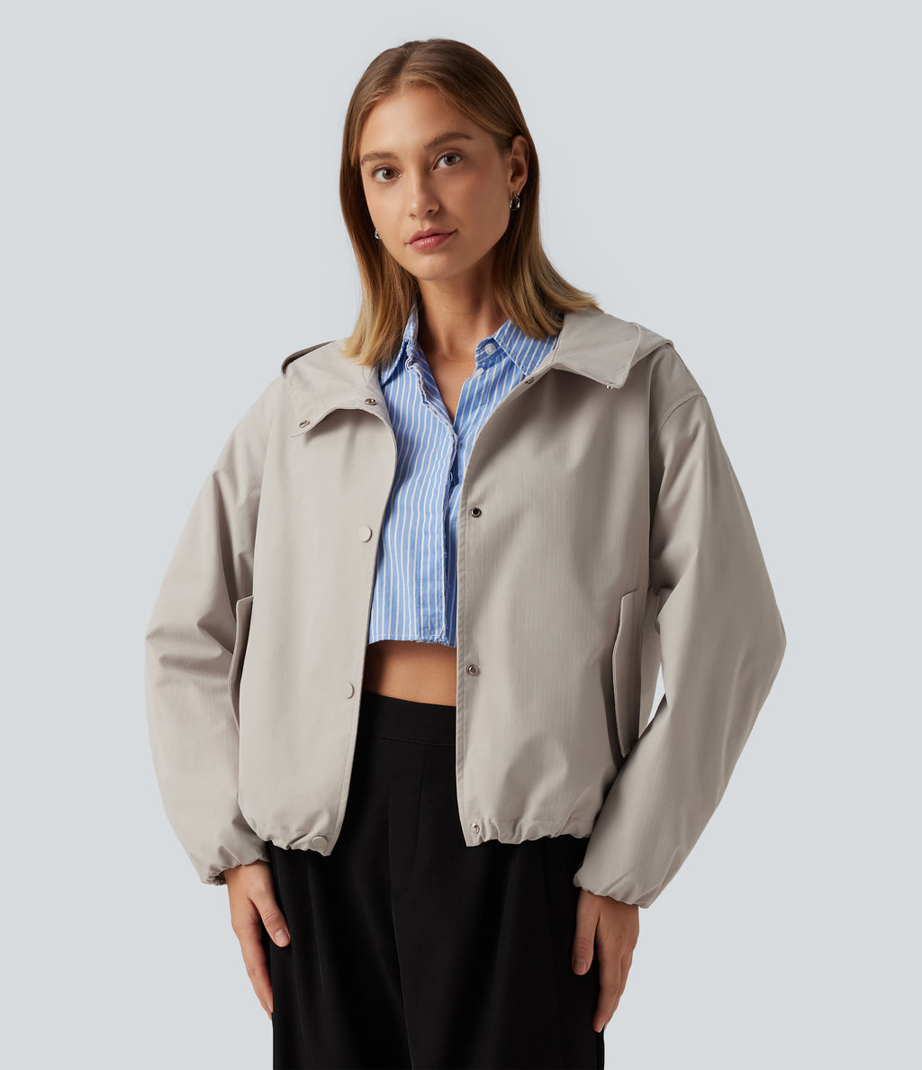 Hooded Long Sleeve Casual Jacket with Pockets — Rainy Day — view 4