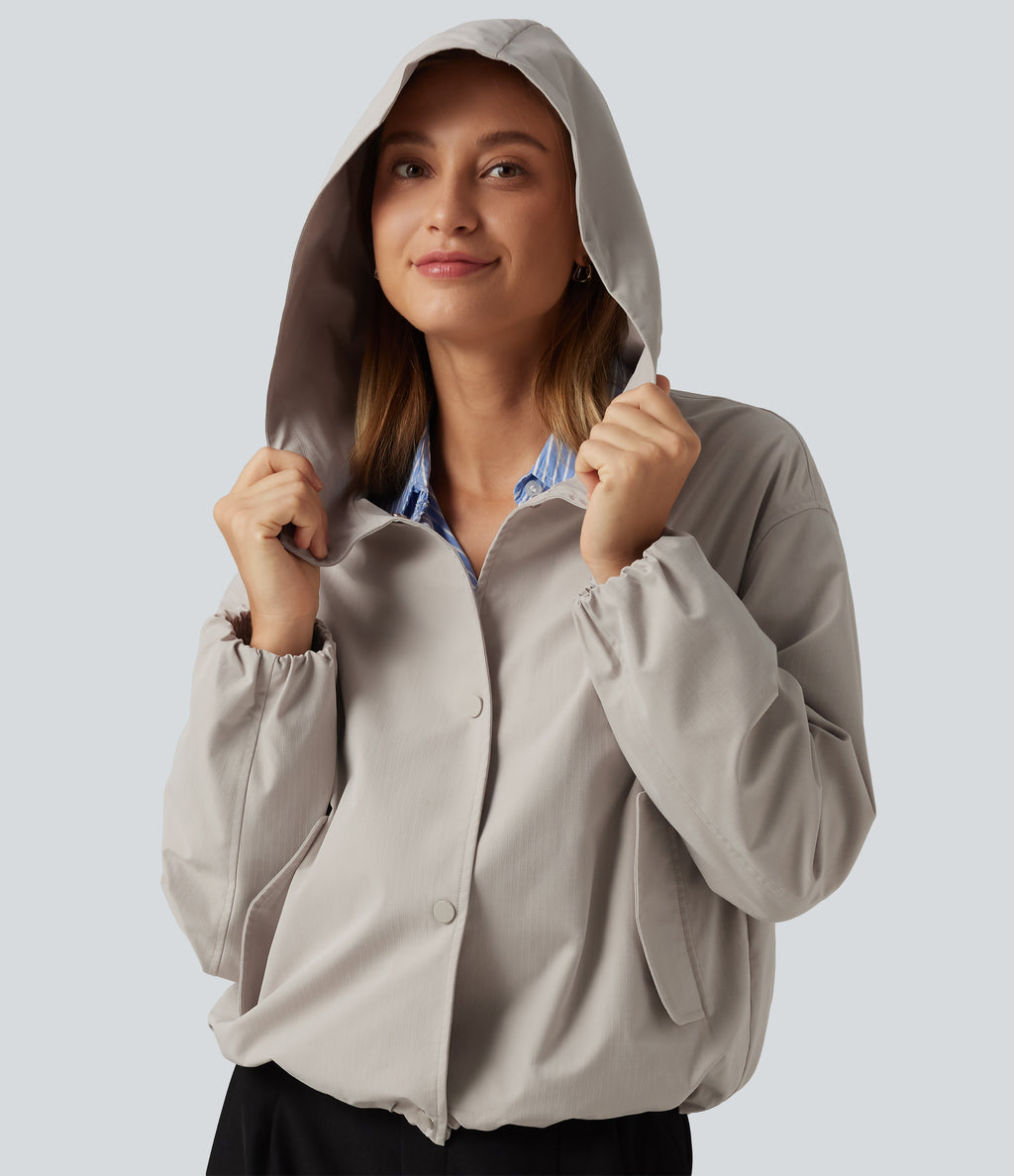 Hooded Long Sleeve Casual Jacket with Pockets — Rainy Day — view 5