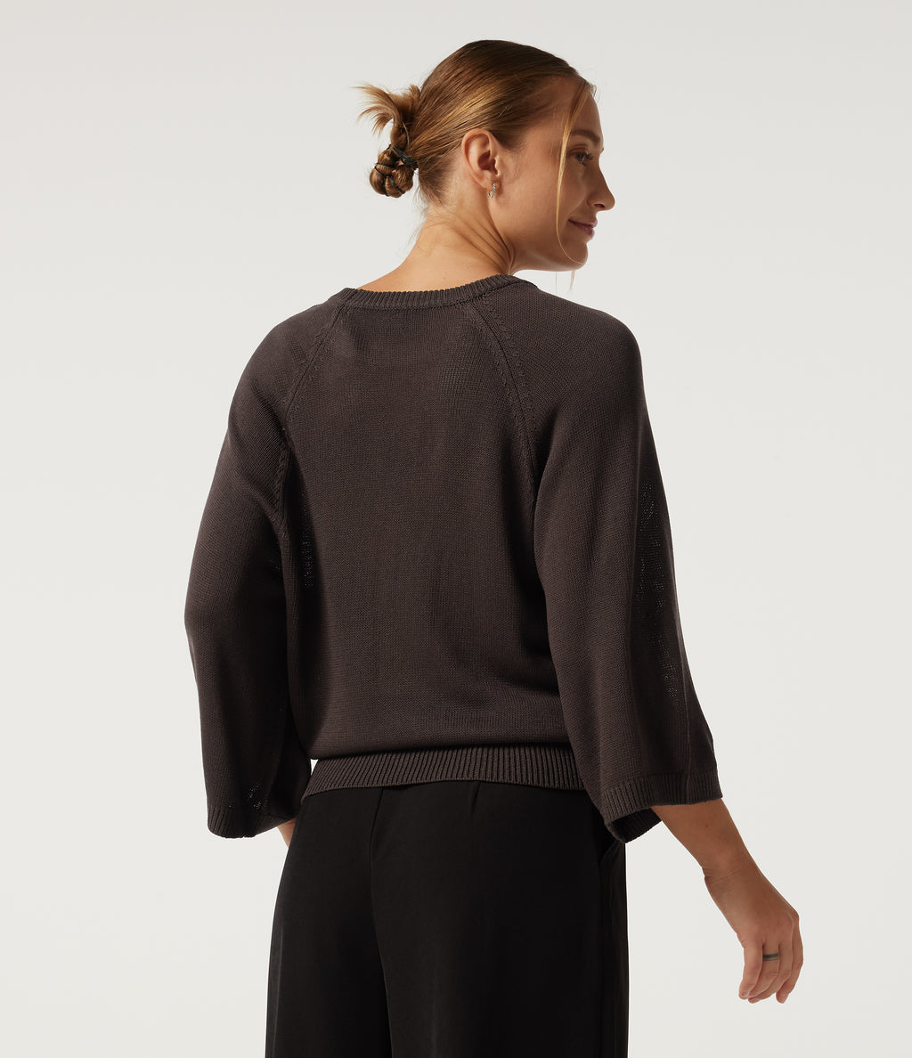 Round Neck Long Sleeve Work Jumper — Mulch — view 2