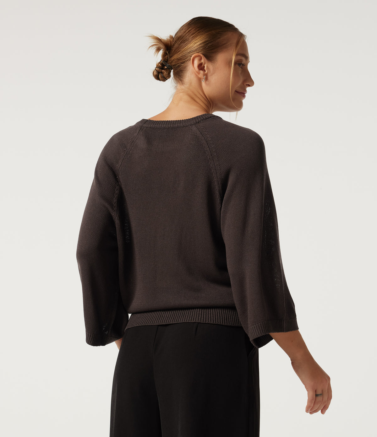 Round Neck Long Sleeve Work Jumper — Mulch — view 2