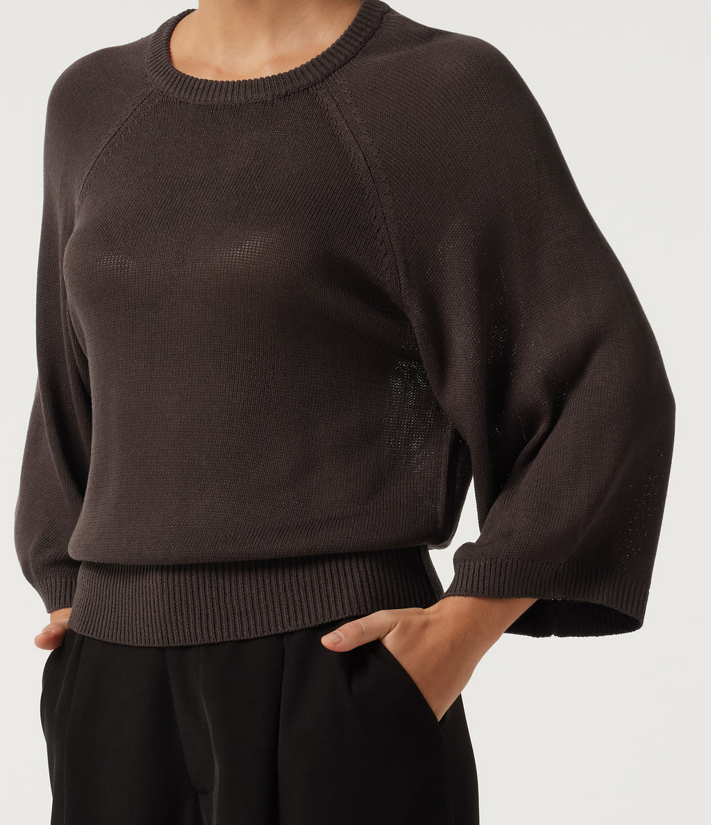 Round Neck Long Sleeve Work Jumper — Mulch — view 5