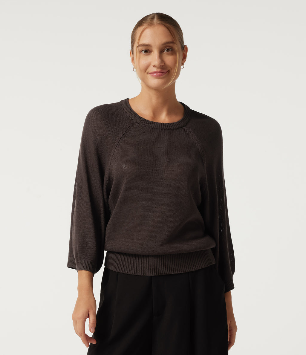 Round Neck Long Sleeve Work Jumper — Mulch — view 4