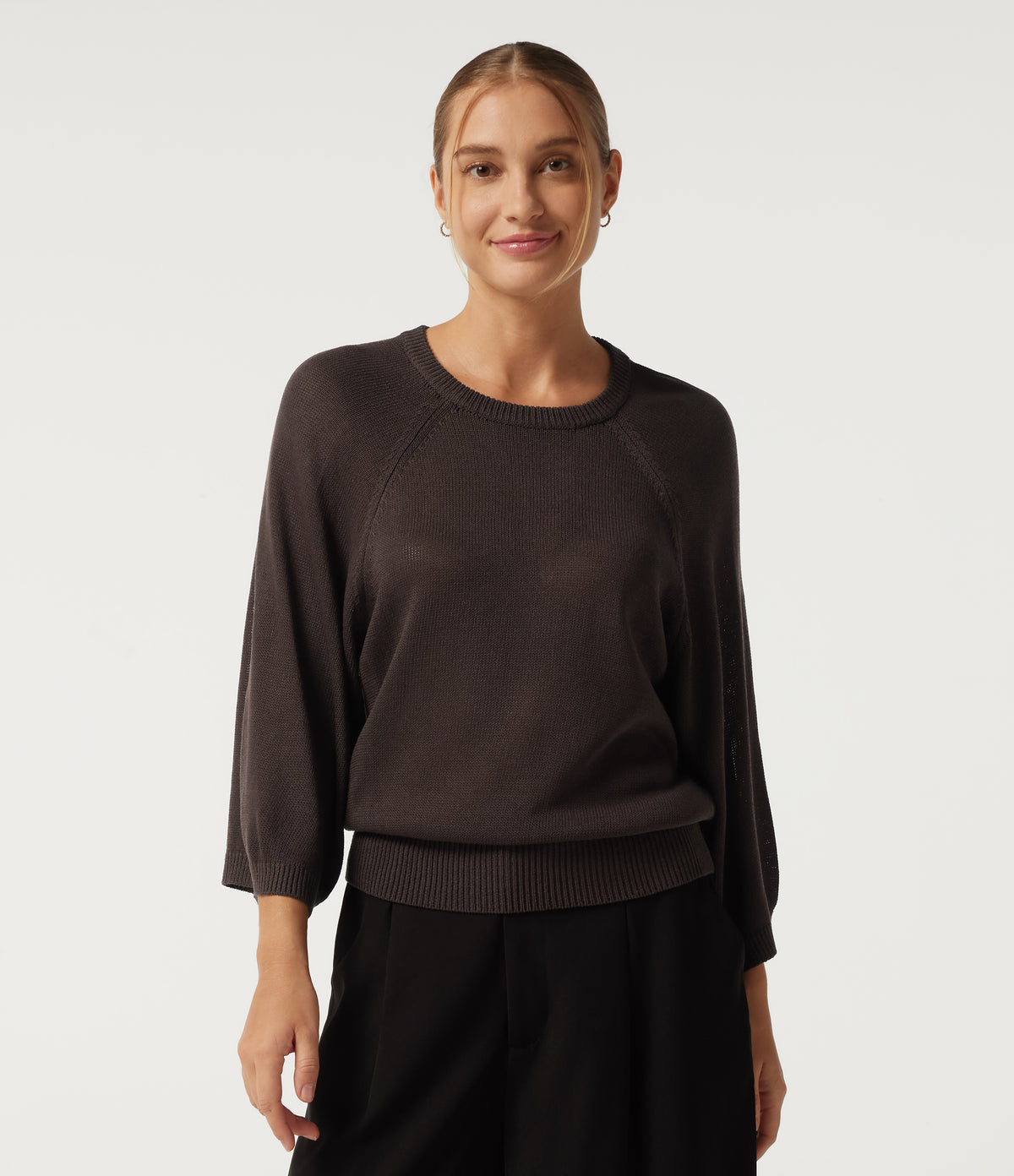 Round Neck Long Sleeve Work Jumper — Mulch — view 4