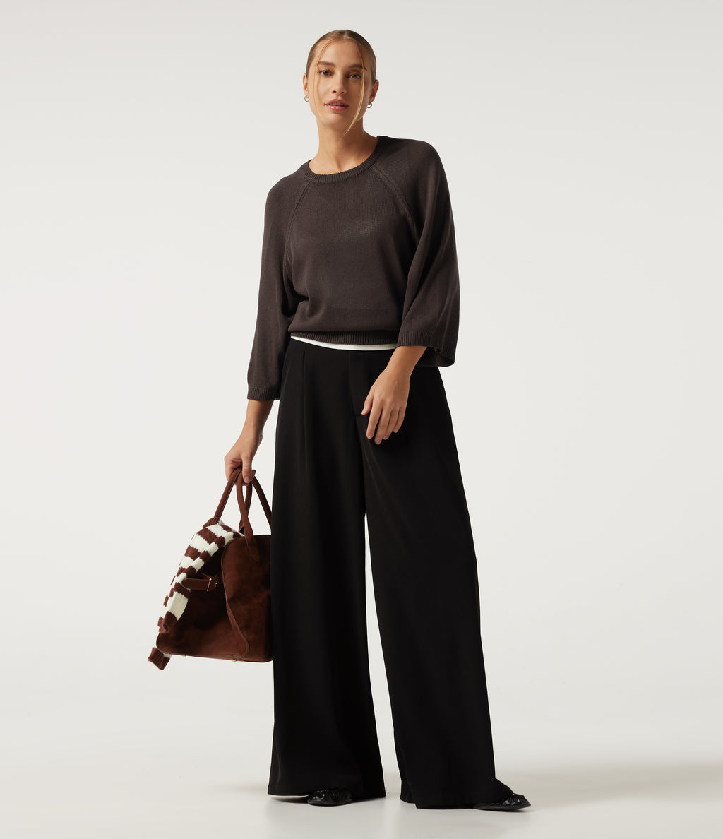 Round Neck Long Sleeve Work Jumper — Mulch — view 6