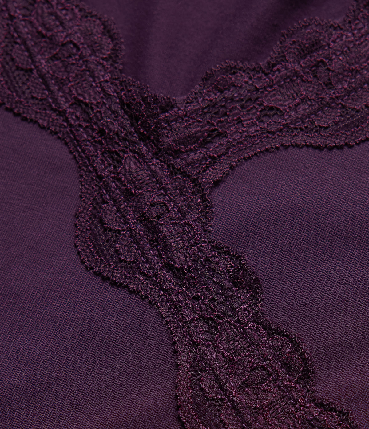 V Neck Long Sleeve Ruched Contrast Lace Casual Top — Potent Purple — view 8