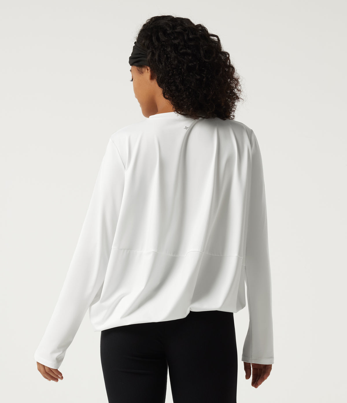 Round Neck Long Sleeve Oversized Casual Sports Top — White — view 2