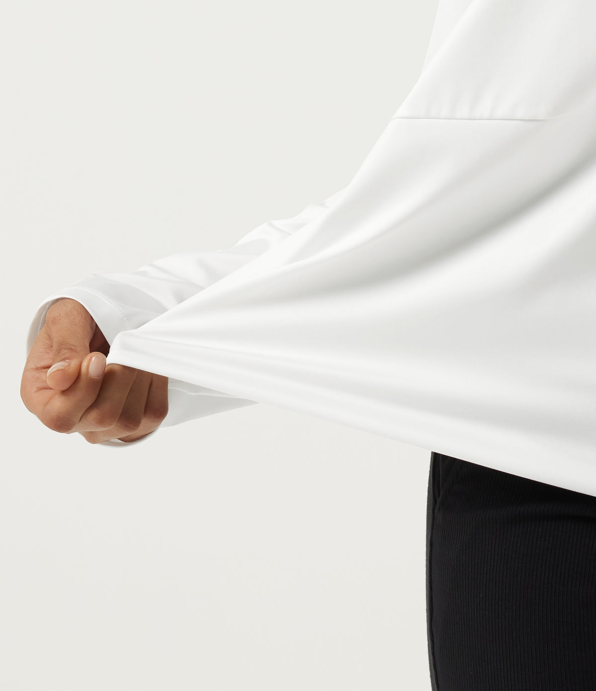 Round Neck Long Sleeve Oversized Casual Sports Top — White — view 6