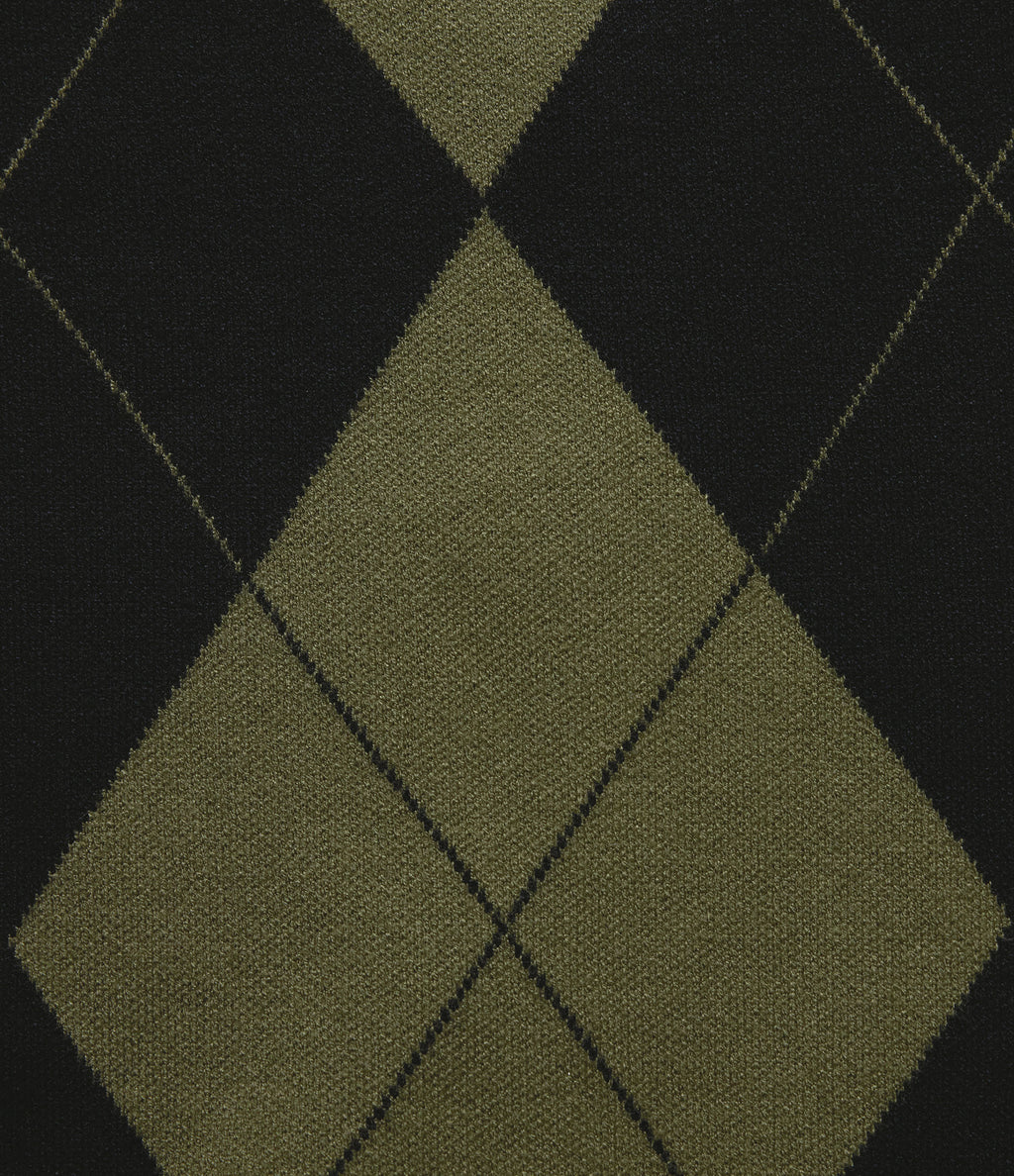 V Neck Long Sleeve Diamond Check Casual Cardigan — Field Noir — view 8