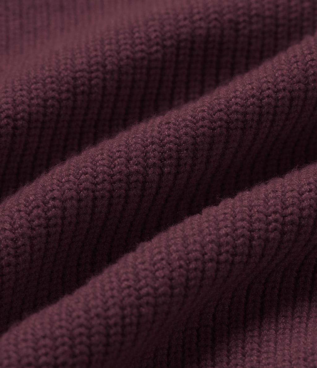 High Neck Long Sleeve Casual Mini Sweater Dress — Mauve Wine — view 7