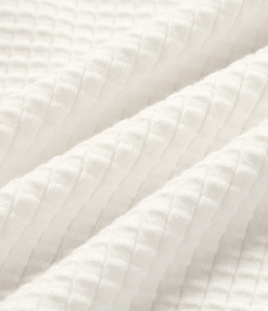 Long Sleeve Waffle Casual Jumper — White — view 7