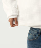 Long Sleeve Waffle Casual Jumper — White — view 5