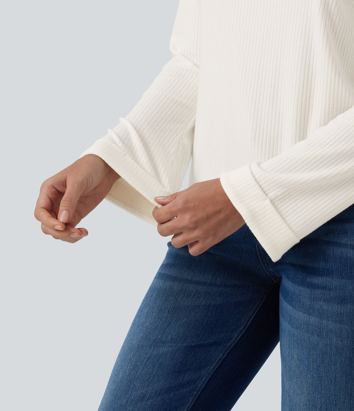 High Neck Long Sleeve Casual Top — Candied Cloud — view 5