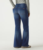 Mid Rise Flare Casual Jeans with Pockets — Estate Blue Denim — view 2