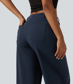 Mid Rise Barrel Leg Work Trousers with Pockets — Midnight Blue — view 4