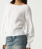 Round Neck Long Sleeve Casual Jumper — White — view 5