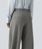 Mid Rise Barrel Leg Stripe Casual Trousers with Pockets — Dusk Smoke Pinstripe — view 5