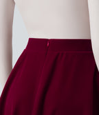 High Waisted A-Line Velvet Party Mini Skirt with Pockets — Cardinal Red — view 5