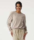 Round Neck Long Sleeve Lounge Top — Cement — view 4