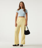 High Waisted Wide Leg Fleece Casual Sweatpants with Pockets — Pear Sorbet — view 7
