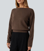 Boat Neck Long Sleeve Casual Jumper — Carafe — view 5