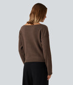 Boat Neck Long Sleeve Casual Jumper — Carafe — view 2