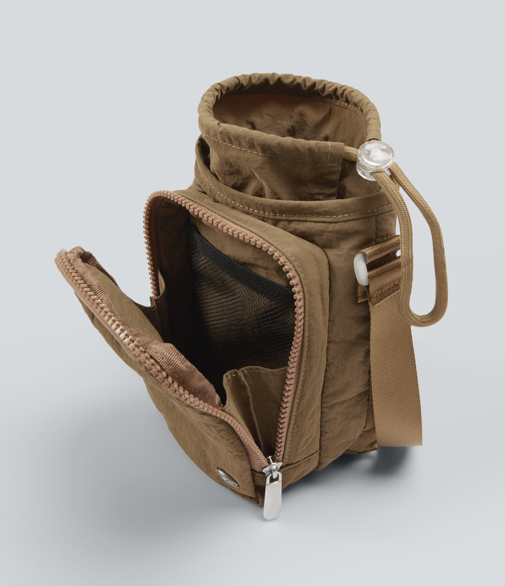 Yoga Crossbody Bag with Zipper Pocket — Brown — additional view