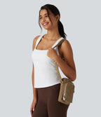 Yoga Crossbody Bag with Zipper Pocket — Brown — additional view