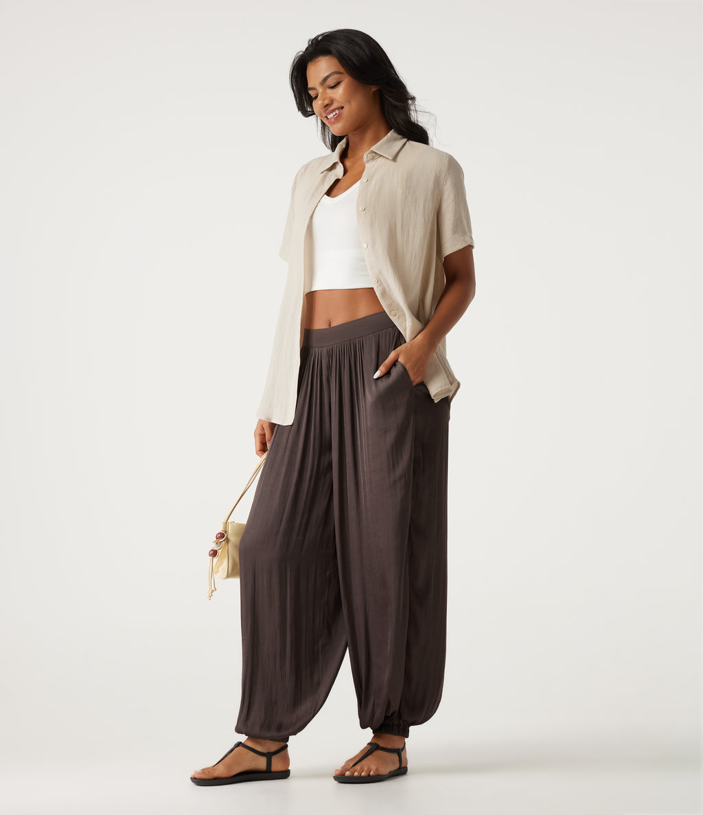 Mid Rise Ruched Casual Joggers with Pockets — Shopping Bag — view 6
