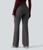 High Waisted Bootcut Work Trousers with Pockets — Steel Gray — view 2