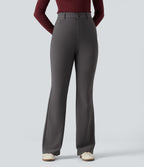 High Waisted Bootcut Work Trousers with Pockets — Steel Gray — view 1