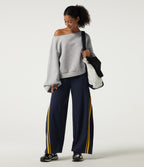 Boat Neck Long Sleeve Pullover Casual Sweatshirt — Dawn Blue — view 6