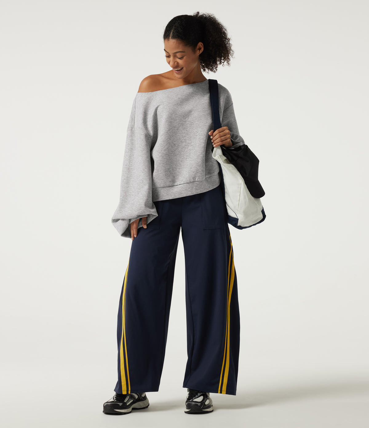 Boat Neck Long Sleeve Pullover Casual Sweatshirt — Dawn Blue — view 6
