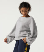 Boat Neck Long Sleeve Pullover Casual Sweatshirt — Dawn Blue — view 3
