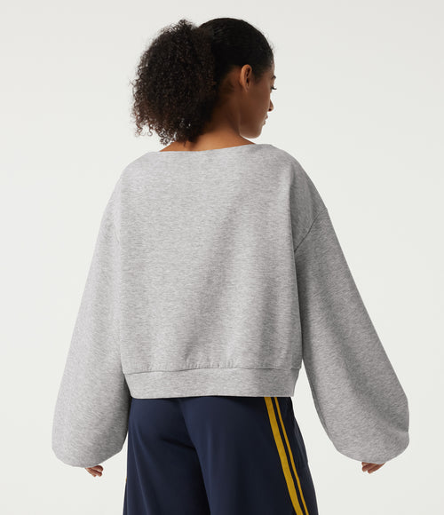 Boat Neck Long Sleeve Pullover Casual Sweatshirt — Dawn Blue — view 2