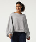 Boat Neck Long Sleeve Pullover Casual Sweatshirt — Dawn Blue — view 1