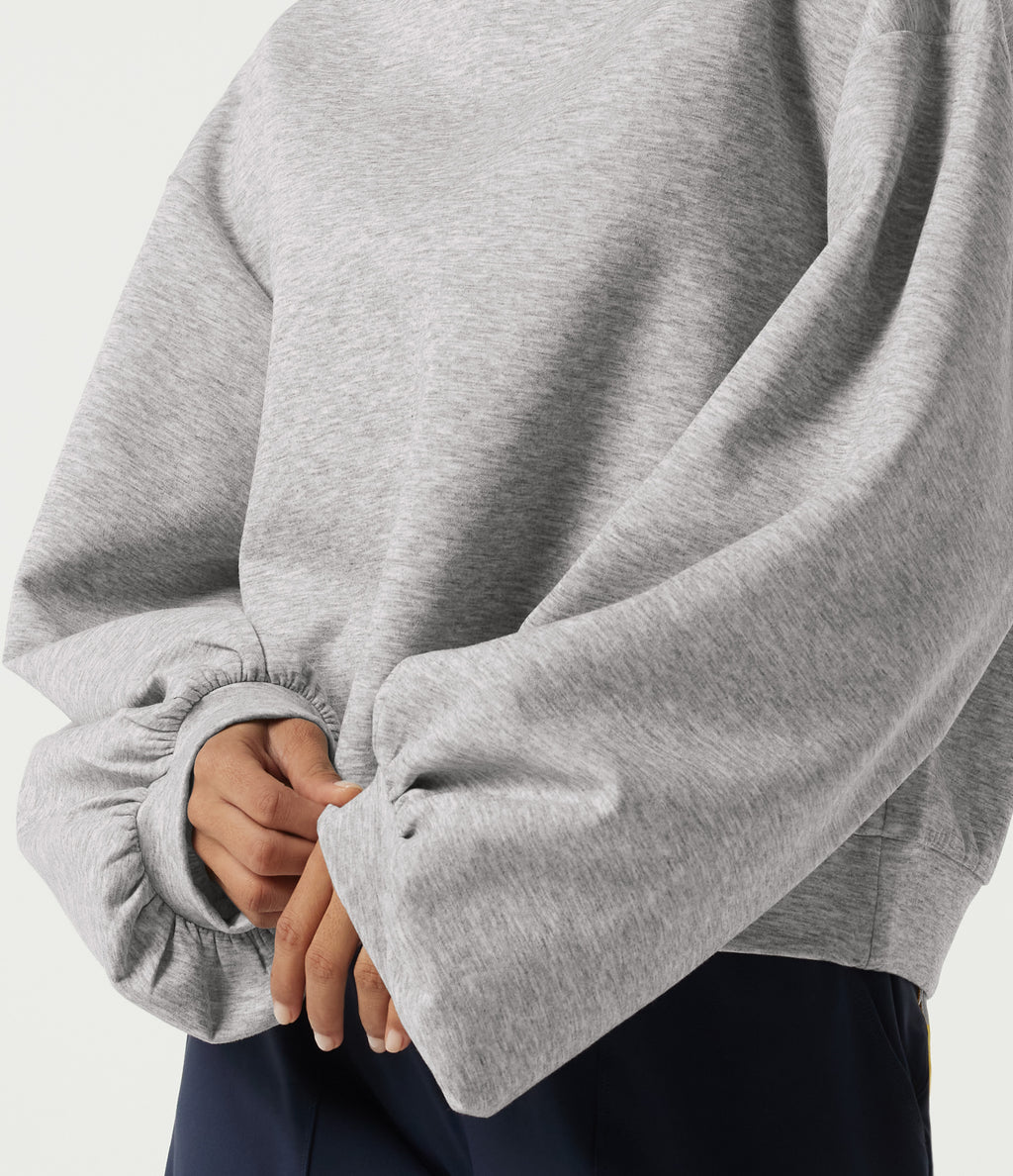 Boat Neck Long Sleeve Pullover Casual Sweatshirt — Dawn Blue — view 5