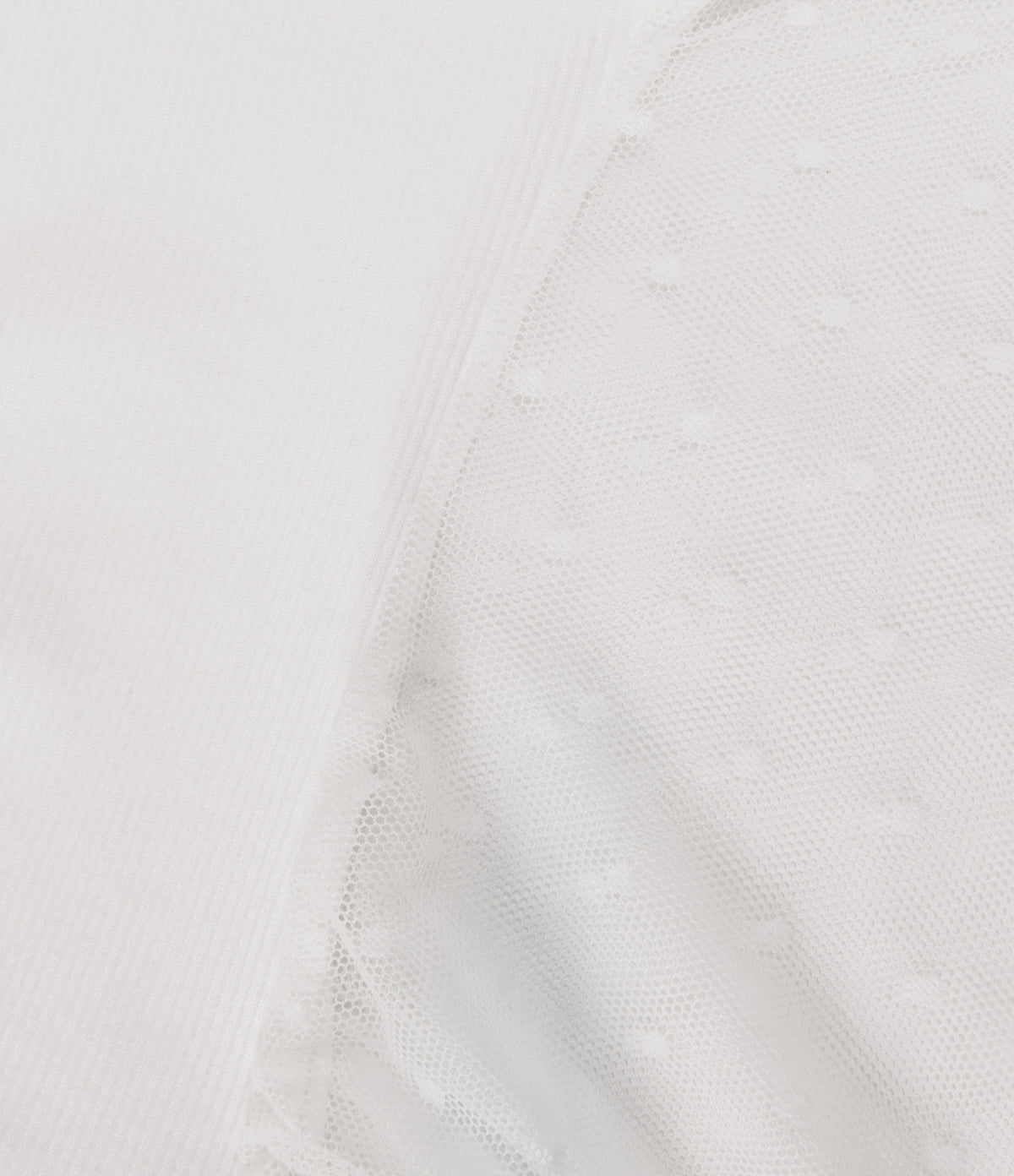 V Neck Long Sleeve Polka Dot Contrast Mesh Casual Blouse — White Alyssum — view 8