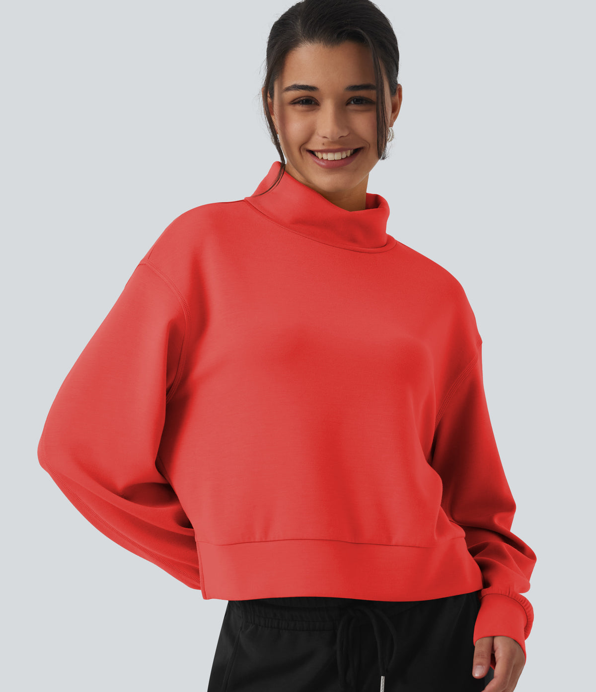 SpacerTek High Neck Long Sleeve Work Sweatshirt — Red Alert — view 1