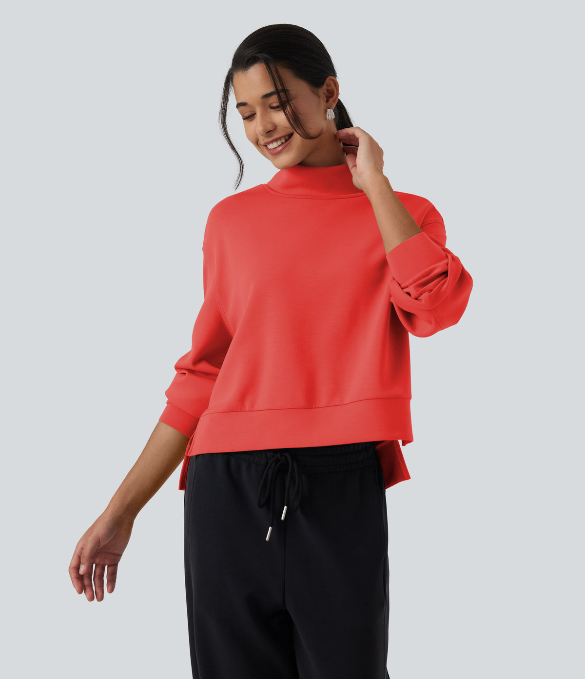SpacerTek High Neck Long Sleeve Work Sweatshirt — Red Alert — view 4