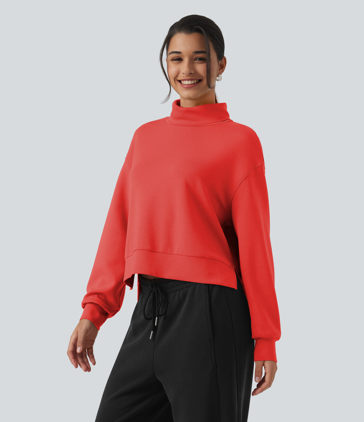 SpacerTek High Neck Long Sleeve Work Sweatshirt — Red Alert — view 3