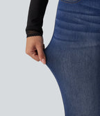 High Waisted Skinny Casual Jeans with Pockets — Tide Blue Denim — view 6