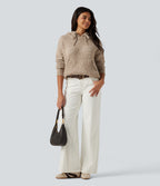 Hooded Long Sleeve Casual Jumper with Pocket — Café au Lait — view 5