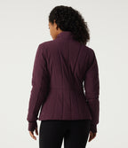 PuffFlex Wrinkle Recovery Mock Neck Slim Casual Padded Jacket with Pockets — Berry Red — view 2