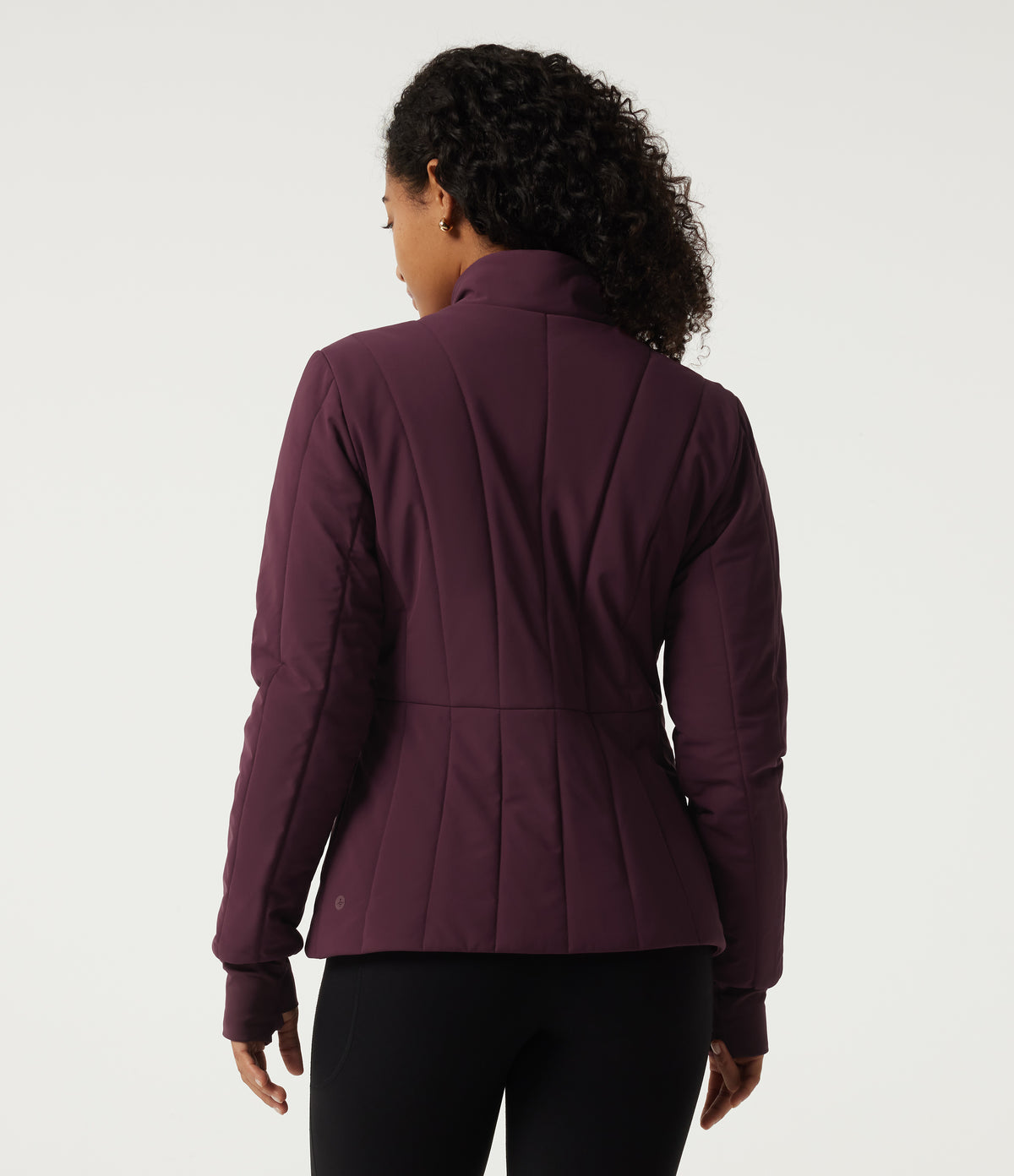 PuffFlex Wrinkle Recovery Mock Neck Slim Casual Padded Jacket with Pockets — Berry Red — view 2